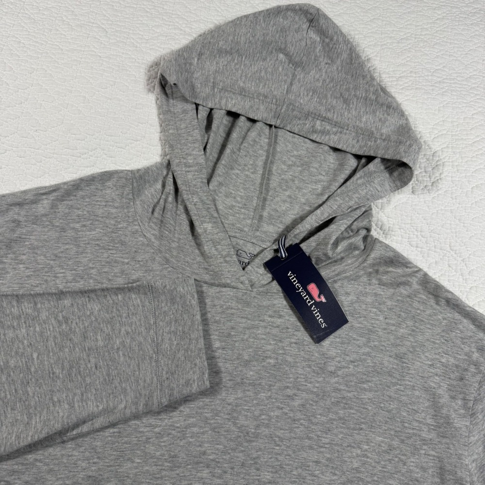 Vineyard Vines Mens Grey Heather LS Blank Hoodie T-Shirt 1V014097-039 XXL NWT - Picture 1 of 9